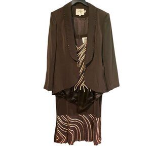 Chic Brown Blazer and Dress Ensemble